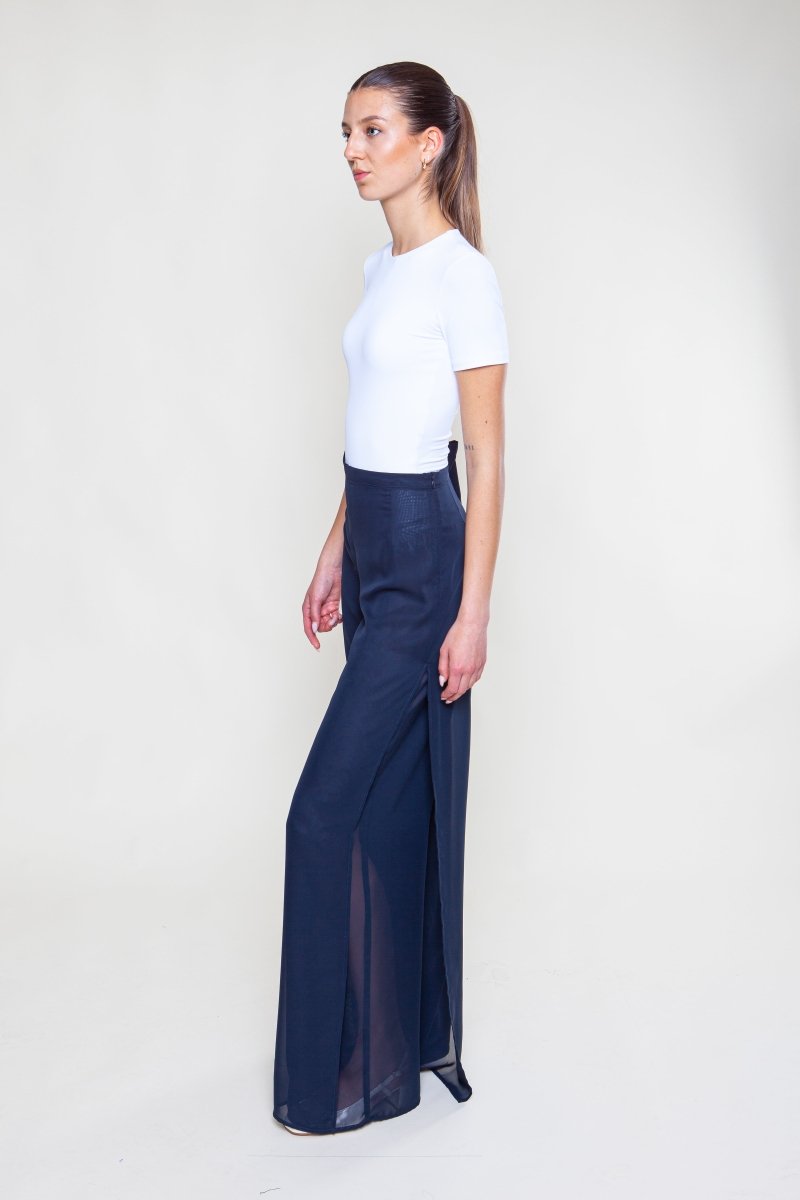 Elegante Chiffon Hose Dunkelblau